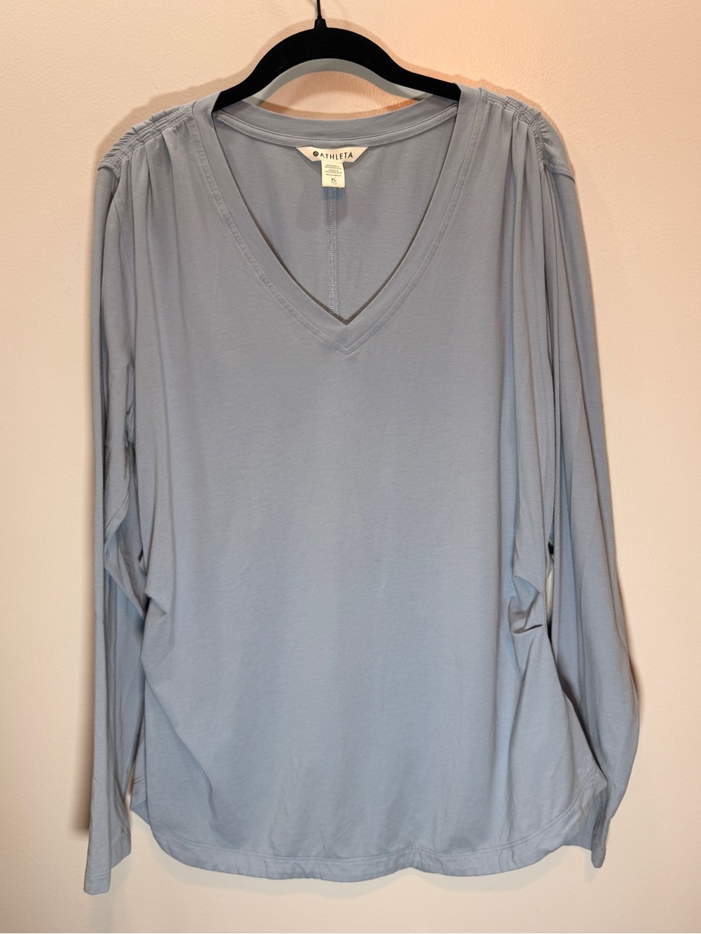 Athleta Pale Blue V-Neck Long Sleeve Top